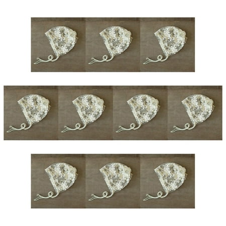 

10pcs Baby Girls Boys Flower Lace Hat Eyelet Lace Breathable Cotton Bonnet Adjustable Sun Hat