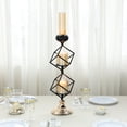 thumbnail image 2 of Efavormart 20" Metallic Gold & Black Geometric Candle Holders Two Tiers Stacked Design Votives Wholesale Holders with Amber Glass, 2 of 11