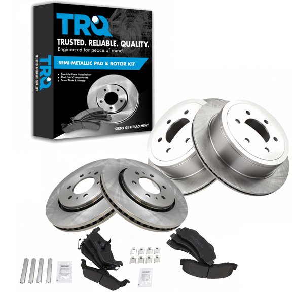 TRQ Front and Rear Brake Pad & Rotor Kit Brake Pads Brake Rotor Semi-Metallic Fits Select 2010-2011 Ford F-150
