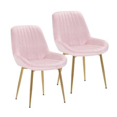 Porthos Home Dayo Set Of 2 Velvet Dining Chairs With Low Back, Shallow Scoop Seat And Golden Chrome Legs (Armless Design Is Suitable For Small Kitchens And Dining Areas)