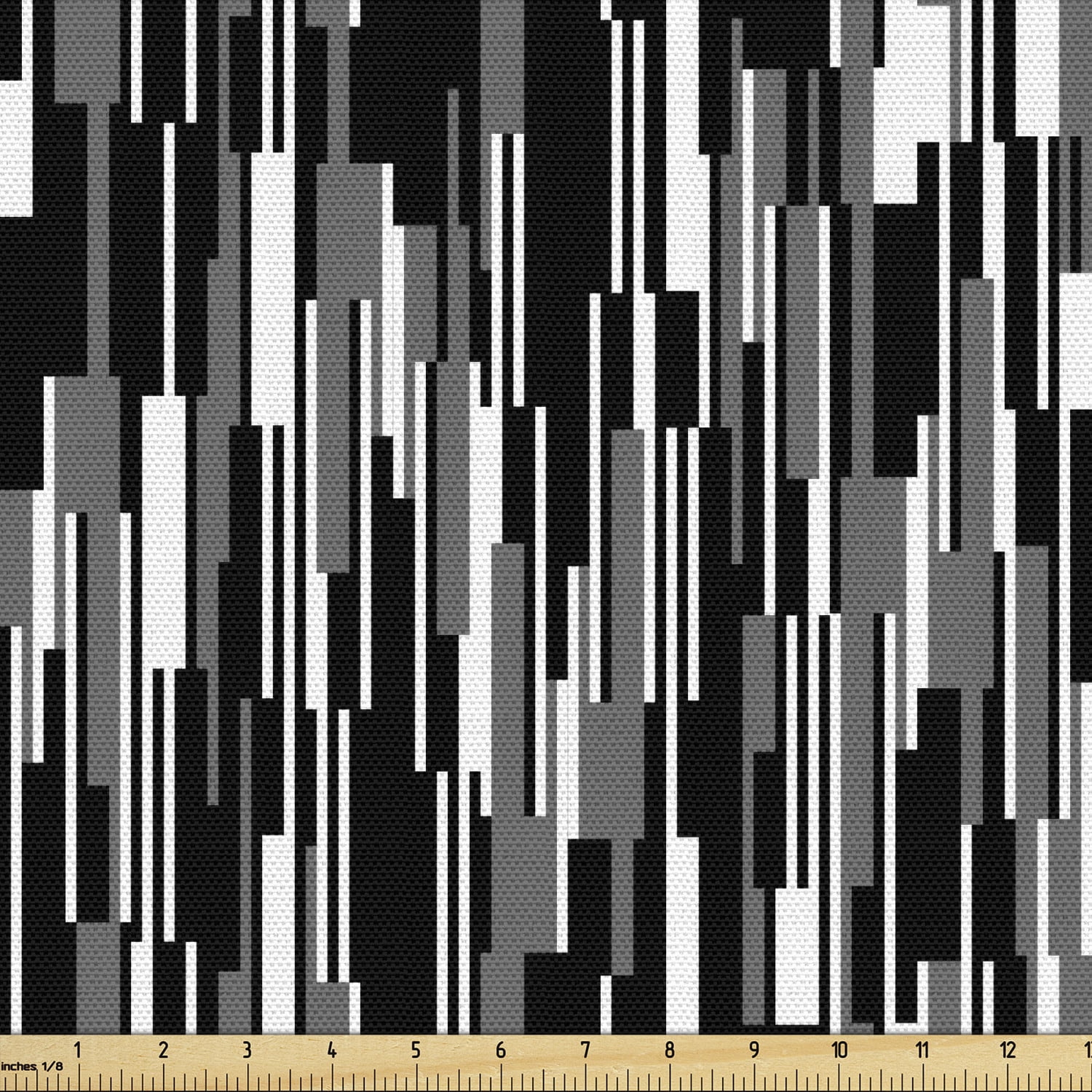 Black and White Fabric by the Yard, Barcode Pattern Abstraction ...