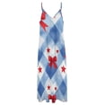 thumbnail image 6 of Red Bows on Blue Gingham Sleeveless Dress Women's Evening Dress Womans Clothing, 6 of 9