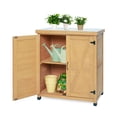 thumbnail image 7 of S-HOME Outdoor Potting Bench With Storage Cabinet And Metal Table Top For Patio Use, Functional Gardening Work Station Table，Light Brown, 7 of 7