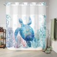 thumbnail image 6 of No Hook Shower Curtain, Blue Sea Turtle Shower Curtains for Bathroom with See Through Top Window, Summer Coastal Coral Ocean Waterproof & Washable Bath Curtain Long 72"x78", 6 of 9