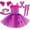 6PC-Set, variant on Duryarhall Pink Purple Striped Cat Costume With Cat Ears,Striped Socks Gloves for Girls Cosplay Dress up Accessory Set