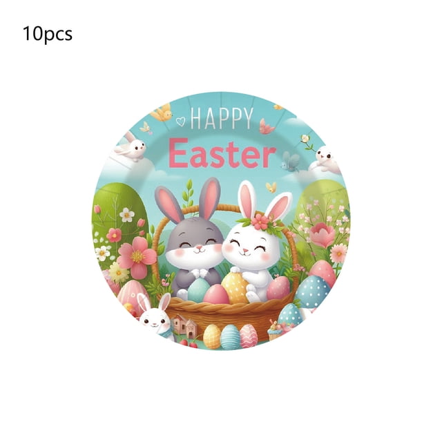 Assiettes Jetables de Pâques, 10 Pcs 9 Po Grandes Assiettes en Papier en Forme de Lapin au Design Festif pour Fêtes et Repas des Fêtes