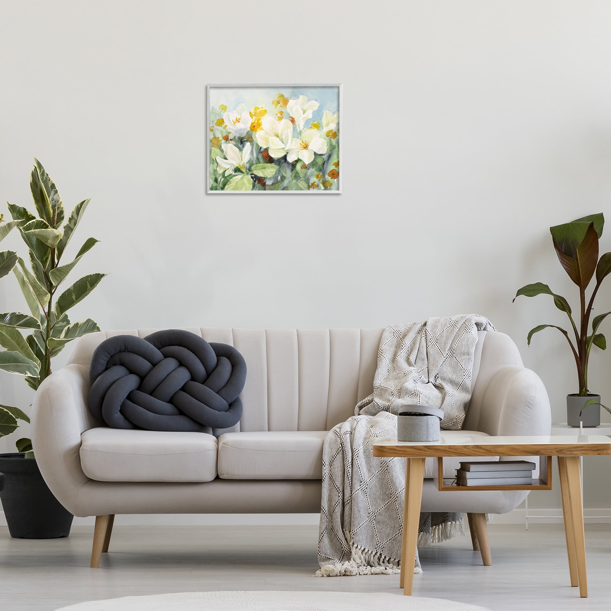 Stupell Industries Early Spring Meadow Botanical & Floral Painting White Framed Art Print Wall Art, 20 x 16
