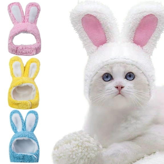 4-Pack Bunny Ears for Cats and Dogs - Pet Costume Bunny Headgear, Soft Plush Rabbit Hat for Small Pets, Cute Kitten Puppy Holiday Party Dressing Up Accessory