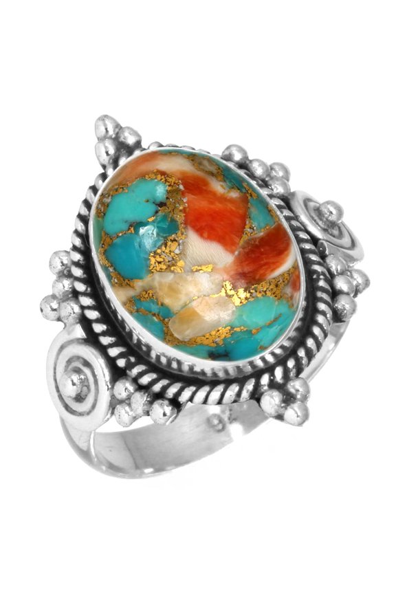 Natural Spiny Oyster Ring 925 Sterling Silver Handmade Jewelry