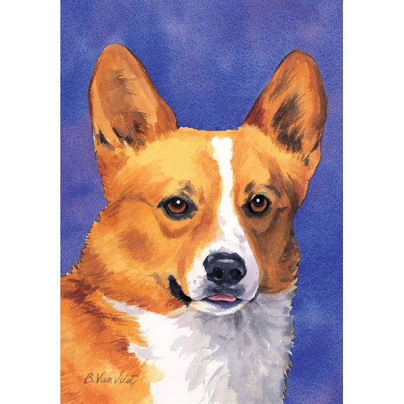 Corgi Pembroke Welsh T/W - Barbara Van Vliet Portrait Large Flag