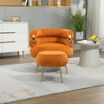 thumbnail image 5 of DEALTOPS Velvet Accent Chair Modern Upholstered Armchair Tufted Chair with Metal Frame, Single Leisure Chairs for Living Room Bedroom-Orange, 5 of 10