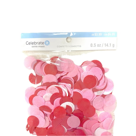 Celebrate it Bright Pink, Red, and White Tissue Paper Easter Confetti .5 oz