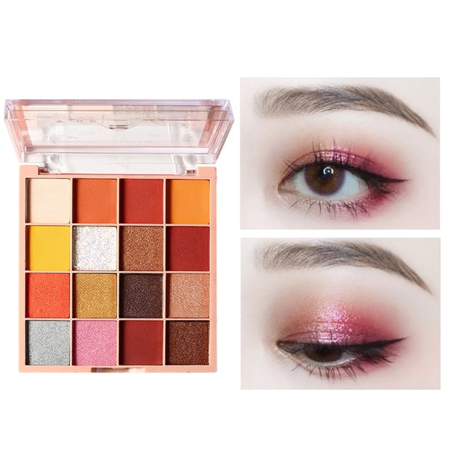 Fiudx Sombras de Ojos con Lentejuelas de 16 Colores, Mat Perlado, Fáciles de Colorear
