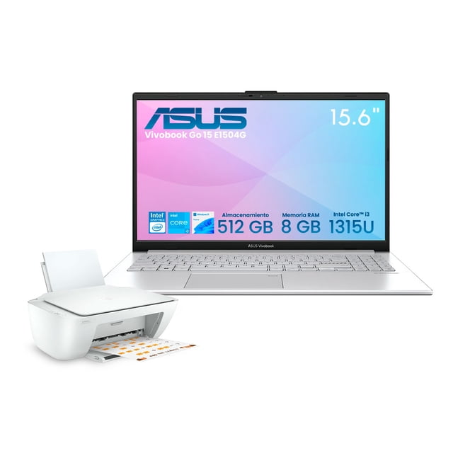Combo Laptop Asus Vivobook 15 F1504VA-NJ2533W Intel CI5-1315U 8GB 512GB SSD FHD W11H Plata + Impresora HP