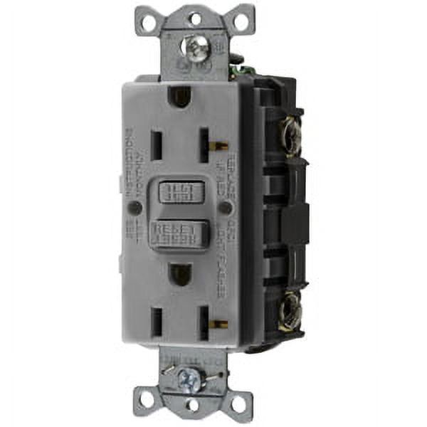 Hubbell Wiring Device-Kellems GFCI Receptacle, 20A, 125VAC, 5-20R, Gray GFR20GRY