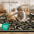 thumbnail image 4 of ODIKA 8'x10' Washable Area Rug Non-Slip Chair-Friendly Mat Snake Floral Boho Medallion Design With Vintage Vine Accents for Dining Room, Large Office, Lounge, 4 of 7