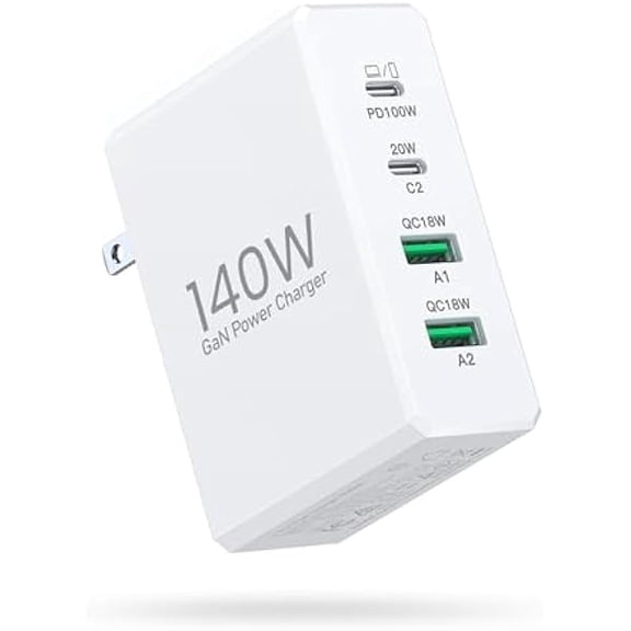 140W USB C Charger, 100W Laptop USB C Fast Charger, 4-Port GaN USB C Charger Block Chargering Station USB C Power Adapter for MacBook Pro/Air, iPad Pro, Galaxy S24, iPhone 16/15, Steam Desk,etc