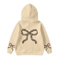 thumbnail image 3 of MUXiin Girl's Bow Cheetah Leopard Hoodies Long Sleeve Pullover Tops Preppy Cute Sweatshirts Hoodies for 11-12 Years,Khaki, 3 of 4