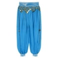thumbnail image 5 of LiiYii Belly Dance Pants for Women Chiffon Plastic Beads Tassels Bloomers Performance Dancewear Sky Blue One Size, 5 of 8