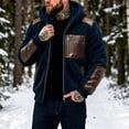 thumbnail image 3 of Men's Warm Winter Coats Thick Fleece Lined Hooded Jackets Faux Leather Spliced Zip up Bomber Coat Plus Size Casual Outerwear with Pockets, 3 of 8