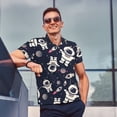 thumbnail image 4 of Balery Cartoon Spaceship Camisa Polo de Hombre con Estampado, de Manga Corta y Tejido Medio, Camisa Tipo Golf Polo-Medium, 4 of 6