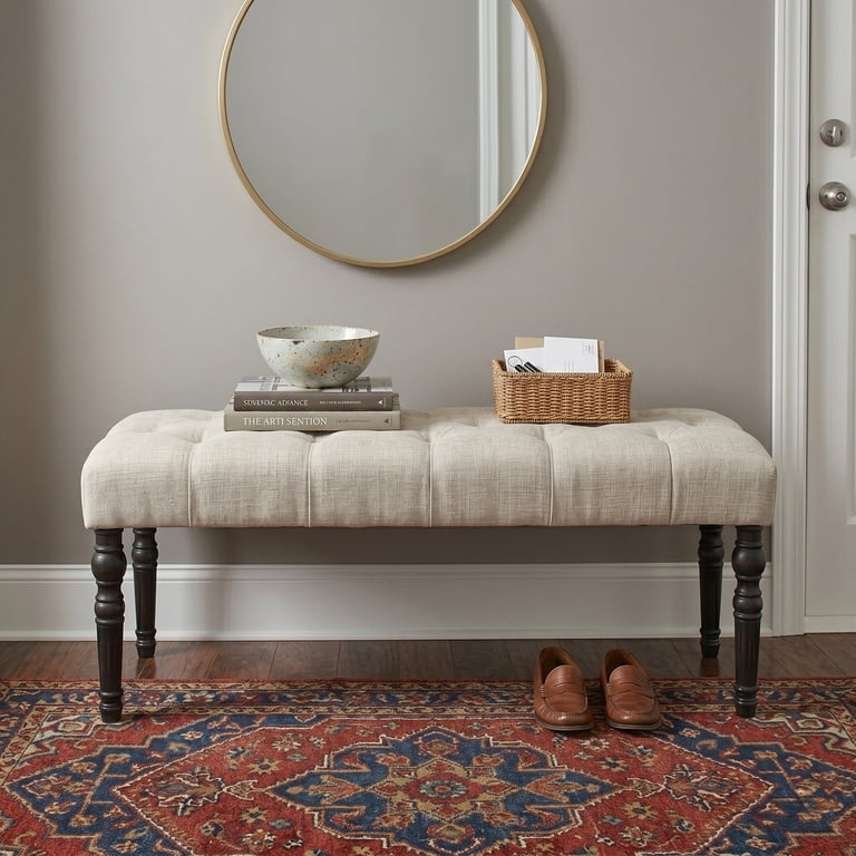 Roundhill Furniture Leviton Tufted Dining Bench, Tan photo 4