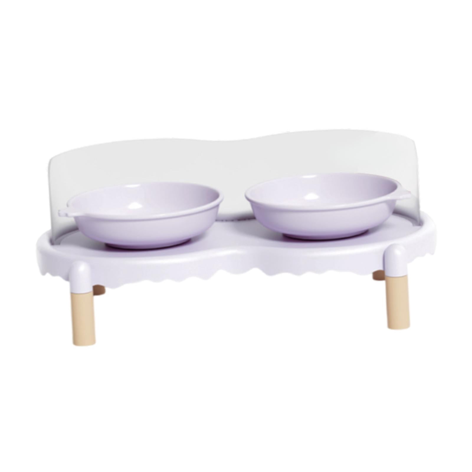 CarpNettore Ceramic Elevated Cat Bowls with Non Slip Stand Raised Feeding Station Raised Cat Purple