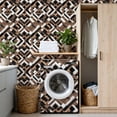 thumbnail image 4 of Peel and Stick Wallpaper Geometric Tribal Wood Black White Shapes Tribal African Wall Mural 17.7in x 9.8ft Self Adhesive Removable Wall Paper Renter Friendly Wallpaper for Nursery Bedroom Cabinets, 4 of 8