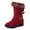 Red, variant on Platform Wedge Winter Snow Boots for Women 2025 Fashion Buckles Fuzzy Plush Lined Warm Suede Low Heel Mid Calf Tall Dress Boots Red Size 6