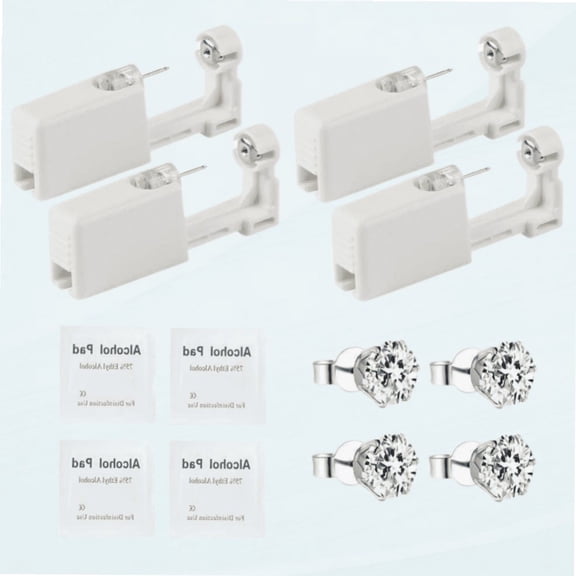 4 Count Self Ear Piercing Gun Kits inside Piercing Earrings Disposable Safety 1/100 With Moment Tool With Ear Stud Pierce Kit 253 253