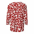 thumbnail image 4 of Plus Size 3/4 Length Sleeve Tops for Womens 2025 Summer Flower Print Blosues Round Neck Tees Shirts Loose Fitted Tees Shirts Going Out Beach Vacation Clothes, 4 of 5
