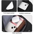 thumbnail image 3 of Bolso De Pecho Riñoneras Informales Para Hombre, Diseño De Agujeros Para Auriculares, Viajes De Negocios Oxford (Negro), 3 of 7