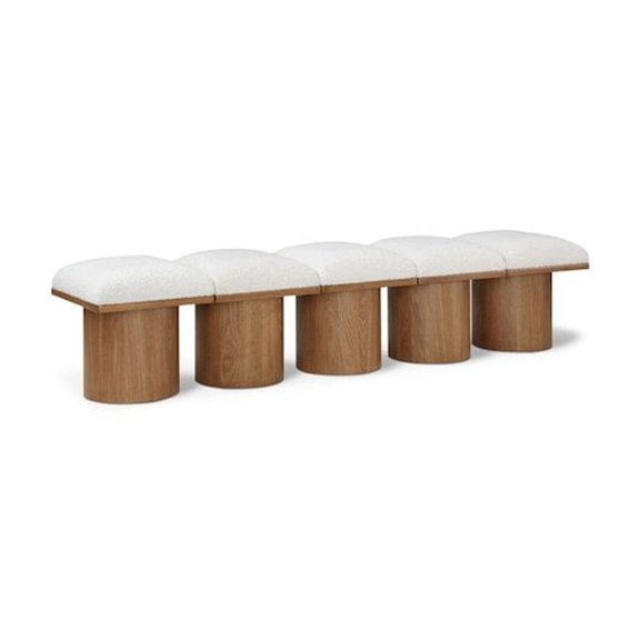 Meridian Furniture Pavilion Cream Boucle Fabric Bench