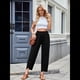 thumbnail image 4 of Pantalones Anchos y Holgados para Mujer, Estilo Palazzo Harén, Informales, con Cintura Elástica y Bolsillos, Color Negro, Talla S, 4 of 7