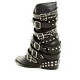thumbnail image 5 of Jeffrey Campbell Draco Stud Hidden Wedge Pointed Embellished Moto Leather Boots (Black Silver, 11), 5 of 6