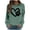 Green, variant on Oversize Women Sweatshirts Dog Paw Heart Animal Print Long Sleeve Crew Neck Plus Size Pullover Tops