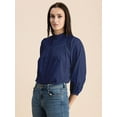 thumbnail image 5 of Moomaya Womens Solid Top, Mandarin Collar, Cotton Shirt Top, 5 of 8
