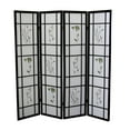 thumbnail image 2 of 4 Panel Floral Shoji Screen, Room Divider, 2 of 3