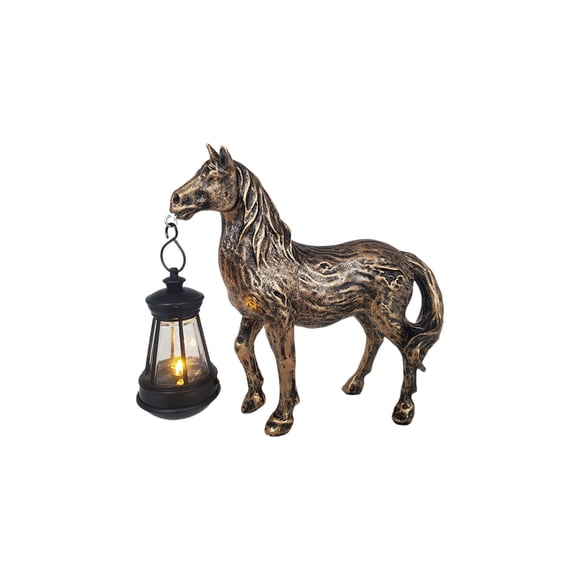Deeceymbur Mini Cheval Solaire pour Jardin, Figurine en Résine pour Extérieur, Ornement de Patio, Décoration Moderne pour la Maison, Statue Équestre, Éclairage Paysager
