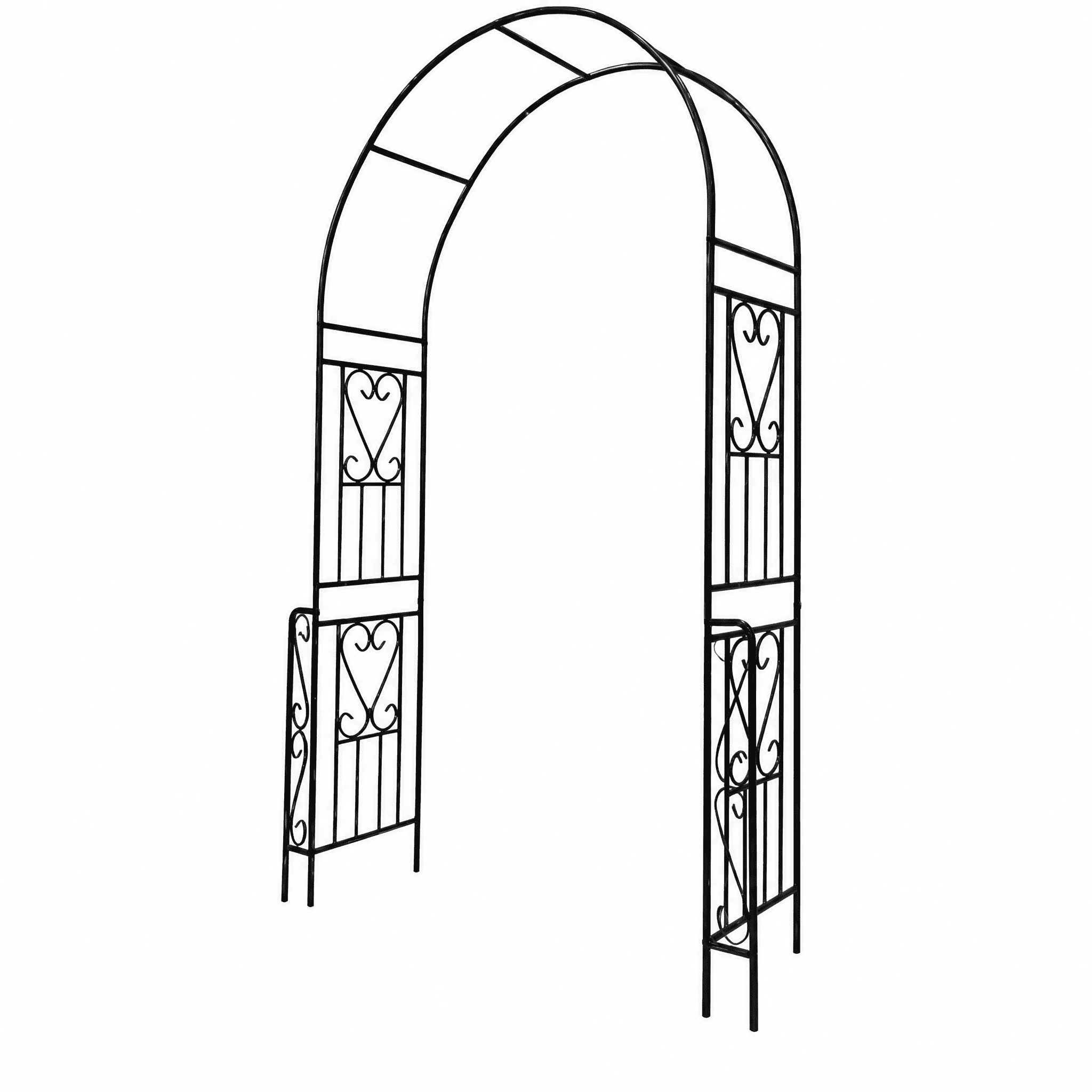 Metal Garden Arch W55" x H94.5" Garden Arbor Trellis Climbing Plants Support Rose Arch Outdoor Arch Black