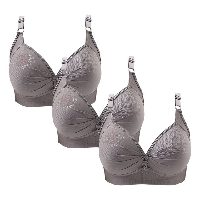 Timegard Bras for Women 3pc Wireless Full Support Adjustable Strap Print Breathable Comfy Daily Bras