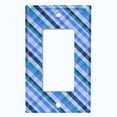 thumbnail image 5 of Metal Light Switch Plate Outlet Cover Shades of Blue Plaid Wallpaper WAL033, 5 of 13
