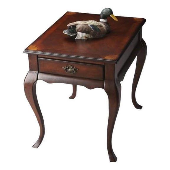 Bowery Hill Transitional Wood Traditional End Table in Plantation Cherry