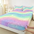 thumbnail image 3 of Castle Fairy Gradient Rainbow 4-Piece Full Size Sheets,Starry Sky Bed Sheets,Watercolor Artwork Lightweight Sheet Sets,Luxury Ombre Bedroom Decor, 3 of 7