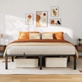 thumbnail image 1 of King - size marco de cama: 14 - pulgada metal platform, no box spring, no screws, 800 - lbs capacity, heavy - duty, tool - free assembly con reinforced iron slats y legs, 1 of 7