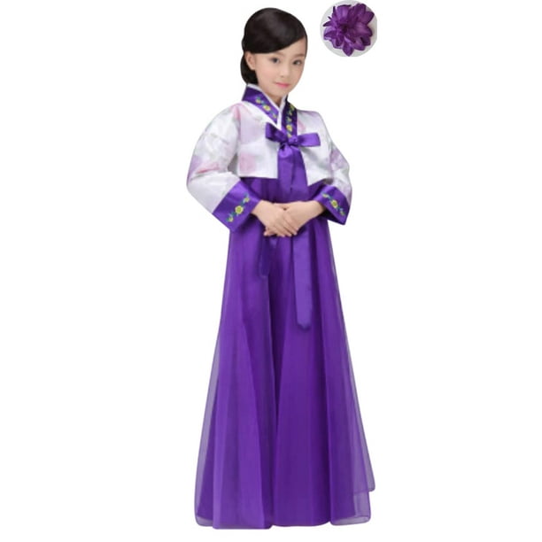 Cbtrfashion Conjunto de disfraz de Hanbok para niñas coreanas y niños (púrpura 13-15 años (160 cm))