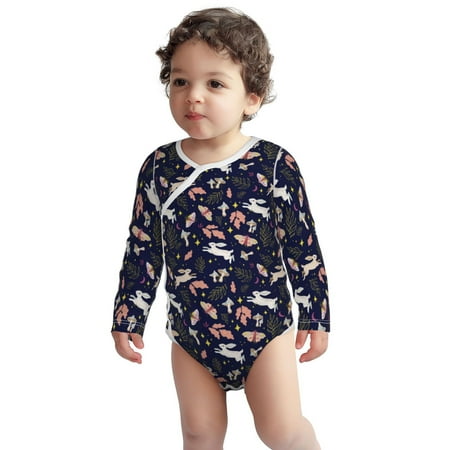

Fotbe Retro Rabbit Flower Pattern Unisex-baby Long-sleeve Bodysuit Long Sleeve Bodysuits One-piece 100% Organic Cotton for Infant Baby Boys Unisex-18 Months