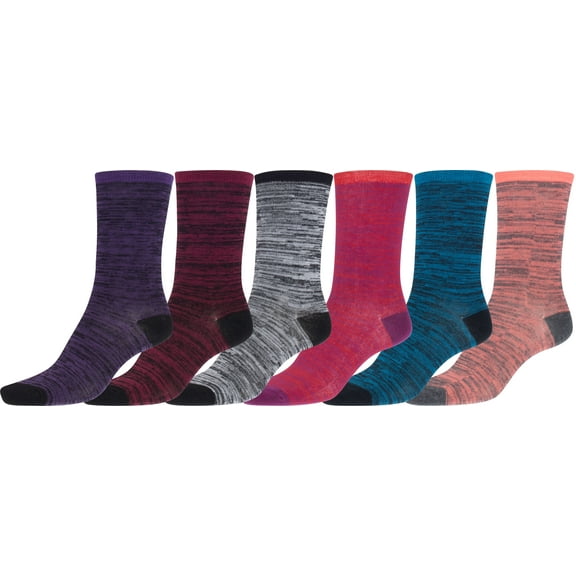 Sakkas Women's Poly Blend Soft and Stretchy Crew Pattern Socks Assorted 6-pack - messyst2 / 9-11