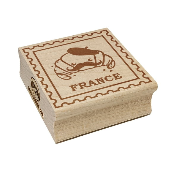 France Travel French Croissant with Beret Square Rubber Stamp Stamping Scrapbooking Crafting - Small 1.25in