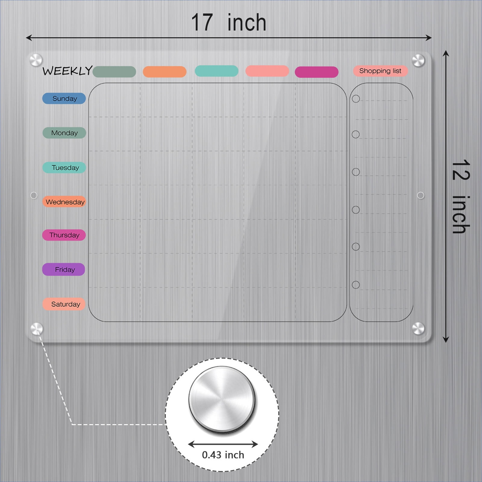 BCZHQQ Magnetic Acrylic Calendar Board for Fridge - 17'x12' Clear Monthly Planner & Whiteboard,Easy Write & Erase,Home Organization Stickers,4 Strong Magnets